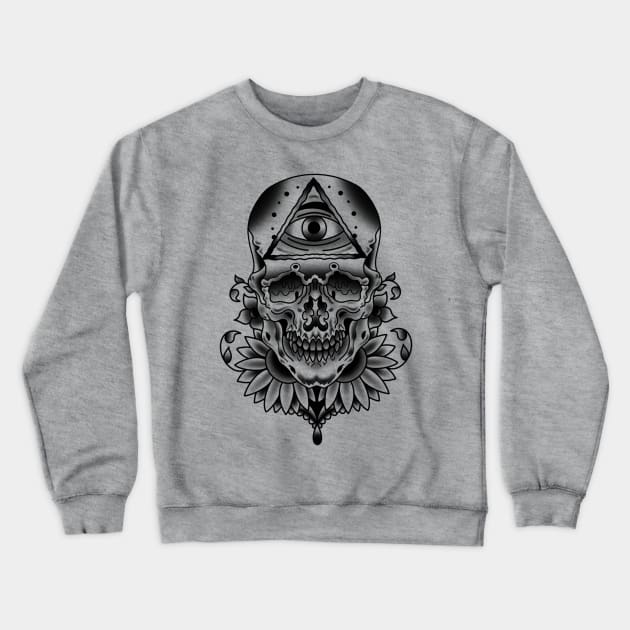 Skull Crewneck Sweatshirt by Glockink